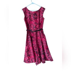 Julian Taylor new York women fit&flare  A-line Red floral dress Sz 6